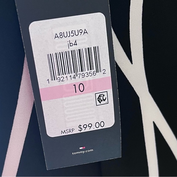 SOLD NWT Tommy Hilfiger Black/White Geometric Pattern Jersey Sheath Dress Sz 10 - Picture 7 of 11